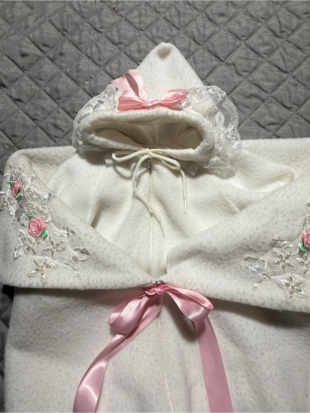 Beverly Hills Kids Baby Girl Fleece Snowsuit Cape Set Pink Lace 6M